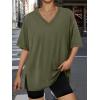 imageTrendy Queen Oversized Tshirts for Women Workout Plus Size Tops V Neck Short Sleeve Gym Shirts Casual Loose Fit Basic TeesArmy Green