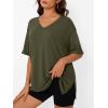 imageTrendy Queen Oversized Tshirts for Women Workout Plus Size Tops V Neck Short Sleeve Gym Shirts Casual Loose Fit Basic TeesArmy Green