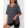 imageTrendy Queen Oversized Tshirts for Women Workout Plus Size Tops V Neck Short Sleeve Gym Shirts Casual Loose Fit Basic TeesBlack Grey
