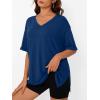 imageTrendy Queen Oversized Tshirts for Women Workout Plus Size Tops V Neck Short Sleeve Gym Shirts Casual Loose Fit Basic TeesBlue