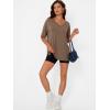 imageTrendy Queen Oversized Tshirts for Women Workout Plus Size Tops V Neck Short Sleeve Gym Shirts Casual Loose Fit Basic TeesBrown
