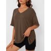 imageTrendy Queen Oversized Tshirts for Women Workout Plus Size Tops V Neck Short Sleeve Gym Shirts Casual Loose Fit Basic TeesCoffee Brown