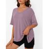 imageTrendy Queen Oversized Tshirts for Women Workout Plus Size Tops V Neck Short Sleeve Gym Shirts Casual Loose Fit Basic TeesDark Pink