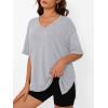 imageTrendy Queen Oversized Tshirts for Women Workout Plus Size Tops V Neck Short Sleeve Gym Shirts Casual Loose Fit Basic TeesGrey