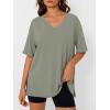 imageTrendy Queen Oversized Tshirts for Women Workout Plus Size Tops V Neck Short Sleeve Gym Shirts Casual Loose Fit Basic TeesGrey Green
