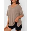 imageTrendy Queen Oversized Tshirts for Women Workout Plus Size Tops V Neck Short Sleeve Gym Shirts Casual Loose Fit Basic TeesKhaki