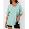 imageTrendy Queen Oversized Tshirts for Women Workout Plus Size Tops V Neck Short Sleeve Gym Shirts Casual Loose Fit Basic TeesLight Green