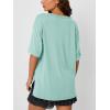 imageTrendy Queen Oversized Tshirts for Women Workout Plus Size Tops V Neck Short Sleeve Gym Shirts Casual Loose Fit Basic TeesLight Green