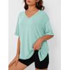 imageTrendy Queen Oversized Tshirts for Women Workout Plus Size Tops V Neck Short Sleeve Gym Shirts Casual Loose Fit Basic TeesLight Green