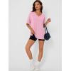 imageTrendy Queen Oversized Tshirts for Women Workout Plus Size Tops V Neck Short Sleeve Gym Shirts Casual Loose Fit Basic TeesLight Pink