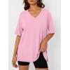 imageTrendy Queen Oversized Tshirts for Women Workout Plus Size Tops V Neck Short Sleeve Gym Shirts Casual Loose Fit Basic TeesLight Pink