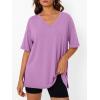 imageTrendy Queen Oversized Tshirts for Women Workout Plus Size Tops V Neck Short Sleeve Gym Shirts Casual Loose Fit Basic TeesPurple