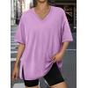 imageTrendy Queen Oversized Tshirts for Women Workout Plus Size Tops V Neck Short Sleeve Gym Shirts Casual Loose Fit Basic TeesPurple