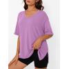 imageTrendy Queen Oversized Tshirts for Women Workout Plus Size Tops V Neck Short Sleeve Gym Shirts Casual Loose Fit Basic TeesPurple