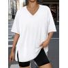 imageTrendy Queen Oversized Tshirts for Women Workout Plus Size Tops V Neck Short Sleeve Gym Shirts Casual Loose Fit Basic TeesWhite