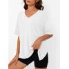 imageTrendy Queen Oversized Tshirts for Women Workout Plus Size Tops V Neck Short Sleeve Gym Shirts Casual Loose Fit Basic TeesWhite