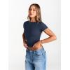 imageTrendy Queen Womens Boat Neck Tops Short Sleeve TShirts Slim Fitted Compression Summer Y2k Basic Clothes 2025Navy