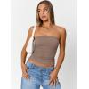 imageTrendy Queen Womens Cute Summer Tube Tops Going Out Strapless Ruched Backless Sleeveless Bandeau Y2k Clothes 2025Coffee