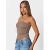 imageTrendy Queen Womens Cute Summer Tube Tops Going Out Strapless Ruched Backless Sleeveless Bandeau Y2k Clothes 2025Coffee