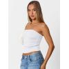 imageTrendy Queen Womens Cute Summer Tube Tops Going Out Strapless Ruched Backless Sleeveless Bandeau Y2k Clothes 2025White
