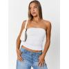 imageTrendy Queen Womens Cute Summer Tube Tops Going Out Strapless Ruched Backless Sleeveless Bandeau Y2k Clothes 2025White