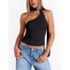 imageTrendy Queen Womens Going Out Summer One Shoulder Halter Crop Top 2025 Fall Fashion Sexy Shirts Cute Clothes Vacation Outfit Black L