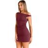 imageTrendy Queen Womens Mini Summer Dresses 2025 Going Out Off The Shoulder Bodycon Sexy Party Club Spring Fashion OutfitsBurgundy