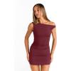 imageTrendy Queen Womens Mini Summer Dresses 2025 Going Out Off The Shoulder Bodycon Sexy Party Club Spring Fashion OutfitsBurgundy