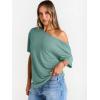 imageTrendy Queen Womens Off The Shoulder Tops Oversized TShirts Short Sleeve Tees Summer 2025 Casual Spring Fashion ClothesLightgreen