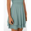 imageTrendy Queen Womens Square Neck Summer Party Flowy Ruffle Hem Ruched Waist Mini DressSage