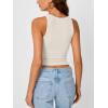 imageTrendy Queen Womens Tank Tops Crop Camisole Summer Fashion Sleeveless Ribbed Workout Basic Going Out Gym Spring Clothes 2025Beige