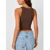 imageTrendy Queen Womens Tank Tops Crop Camisole Summer Fashion Sleeveless Ribbed Workout Basic Going Out Gym Spring Clothes 2025Brown