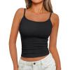 imageTrendy Queen Camisole Tops for Women 2025 Summer Crop Tank Top Square Neck Adjustable Spaghetti Strap Sleeveless ShirtsBlack