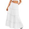 imageTrendy Queen Long Skirts for Women Boho Maxi Skirt Summer Swing Tiered ALine Elastic High Waist Dress with Pockets FashionWhite