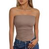 imageTrendy Queen Womens Cute Summer Tube Tops Going Out Strapless Ruched Backless Sleeveless Bandeau Y2k Clothes 2025Coffee