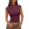 imageTrendy Queen Womens Going Out Basic Tank Tops Mock Neck Spring Clothes Sleeveless Cute Shirts Summer Y2K Sexy Outfits 2025Winered
