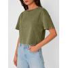 imageTrendy Queen Womens Crop Tops Short Sleeve TShirts Acid Wash Casual Summer Clothes Trendy Comfy 2025 Workout Baggy Soft TeesArmygreen