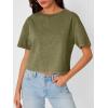imageTrendy Queen Womens Crop Tops Short Sleeve TShirts Acid Wash Casual Summer Clothes Trendy Comfy 2025 Workout Baggy Soft TeesArmygreen