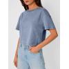 imageTrendy Queen Womens Crop Tops Short Sleeve TShirts Acid Wash Casual Summer Clothes Trendy Comfy 2025 Workout Baggy Soft TeesBlue