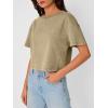 imageTrendy Queen Womens Crop Tops Short Sleeve TShirts Acid Wash Casual Summer Clothes Trendy Comfy 2025 Workout Baggy Soft TeesKhaki