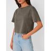 imageTrendy Queen Womens Crop Tops Short Sleeve TShirts Acid Wash Casual Summer Clothes Trendy Comfy 2025 Workout Baggy Soft TeesLightbrown