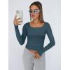 imageTrendy Queen Womens Long Sleeve Shirts Crop Tops Fall Fashion 2025 Square Neck Going Out Basics Tees Y2k ClothesHaze Blue