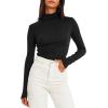 imageTrendy Queen Womens Mock Turtleneck Long Sleeve Shirts Fall Fashion Basic Layering Slim Fit Soft Thermal Underwear TopsBlack