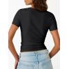 imageTrendy Queen Womens Short Sleeve Shirts Crewneck Ribbed Knit Slim Fitted TShirt Summer Basic Tee 2025 TopsBlack