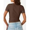 imageTrendy Queen Womens Short Sleeve Shirts Crewneck Ribbed Knit Slim Fitted TShirt Summer Basic Tee 2025 TopsBrown