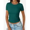 imageTrendy Queen Womens Short Sleeve Shirts Crewneck Ribbed Knit Slim Fitted TShirt Summer Basic Tee 2025 TopsForest Green