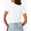 imageTrendy Queen Womens Short Sleeve Shirts Crewneck Ribbed Knit Slim Fitted TShirt Summer Basic Tee 2025 TopsWhite