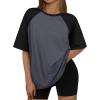 imageTrendy Queen Oversized Short Sleeve T Shirts for Women Workout Casual Summer Tops Loose Fit Cute Basic TeesBlackgrey