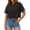 imageTrendy Queen Womens Crop Tops Short Sleeve TShirts Acid Wash Casual Summer Clothes Trendy Comfy 2025 Workout Baggy Soft TeesBlack