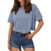 imageTrendy Queen Womens Crop Tops Short Sleeve TShirts Acid Wash Casual Summer Clothes Trendy Comfy 2025 Workout Baggy Soft TeesBlue